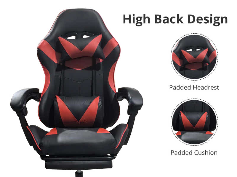 Gaming Table R6 140cm & Nicola Gaming chair PVC Black+Red