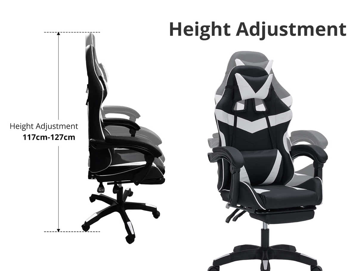 Gaming Table L2L LEFT 160CM & Nicola Gaming chair PVC Black+White