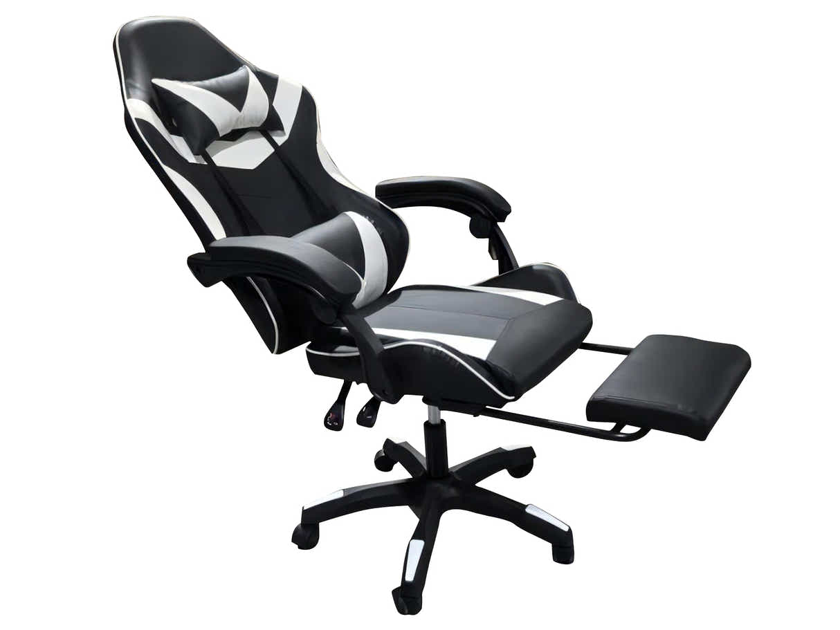 Gaming Table L2L LEFT 160CM & Nicola Gaming chair PVC Black+White