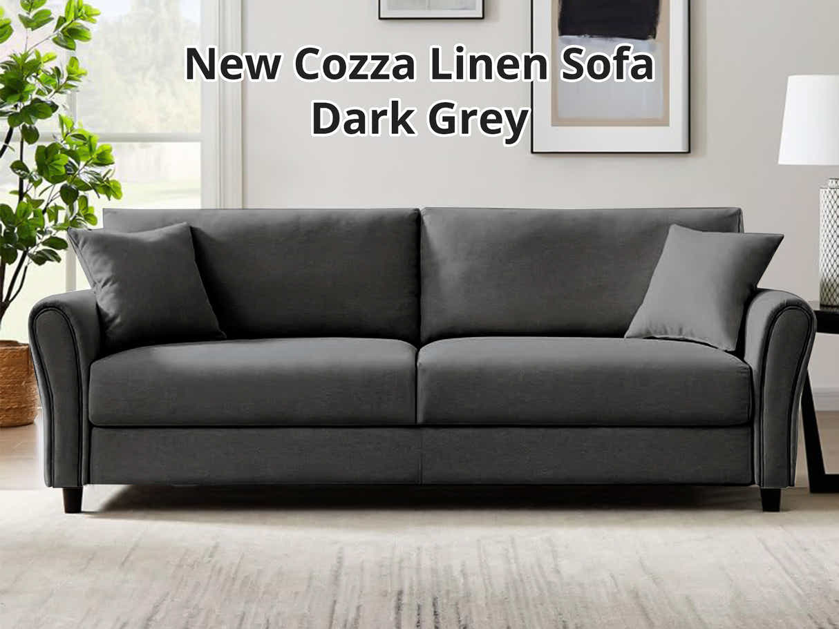 Cozza Linen Sofa Dark Grey