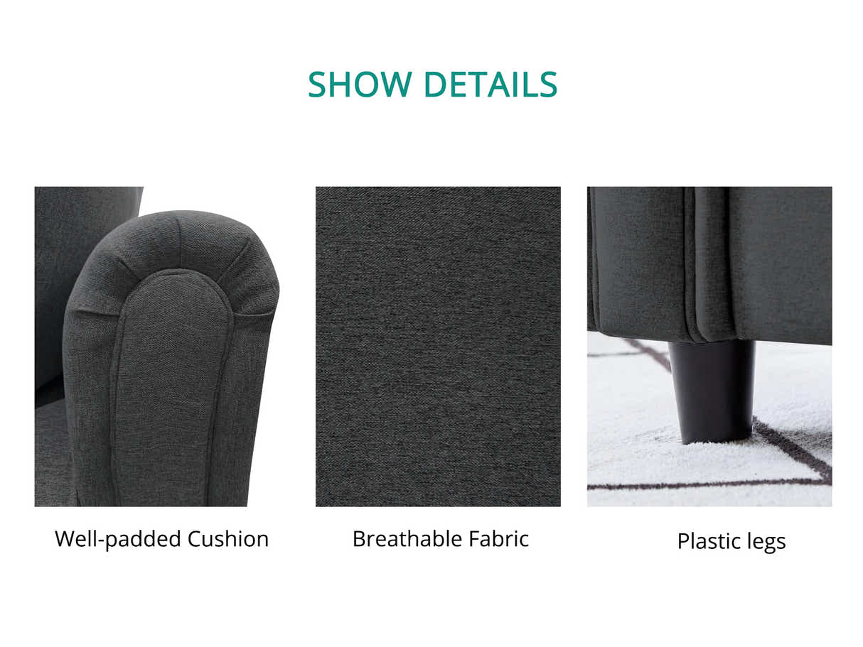 Cozza Linen Sofa Dark Grey