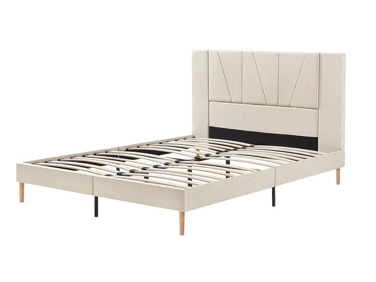 Jervis Linen Bed Frame Beige - Queen