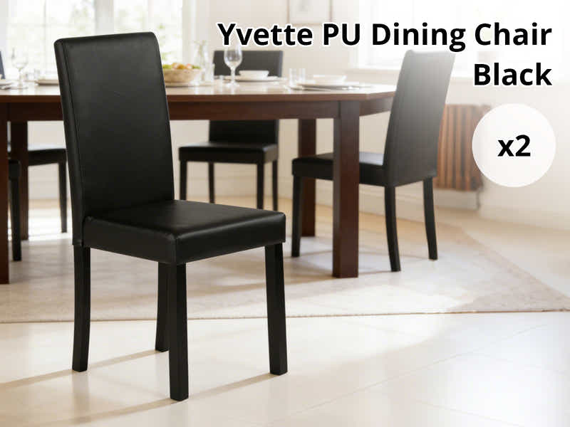 Yvette PU Dining Chair x2 Black