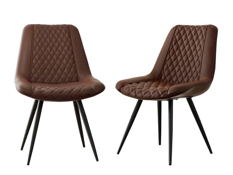 Tricia PU Dining Chair x2 Brown