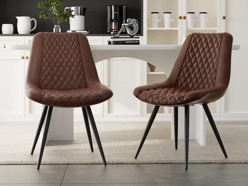Tricia PU Dining Chair x2 Brown