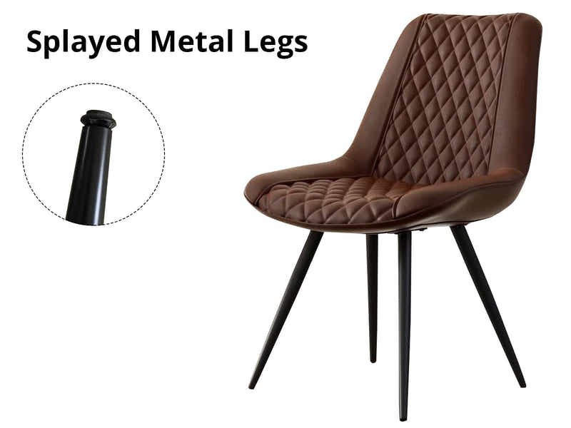 Tricia PU Dining Chair x2 Brown