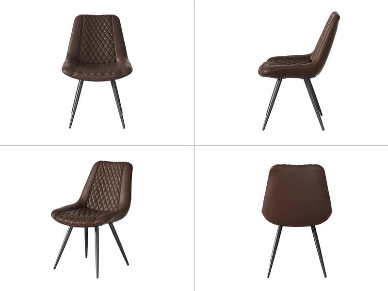 Hexa Round Dining Table Wenge - 100 cm & Tricia PU Dining Chair x2 Brown x4 (Combo)