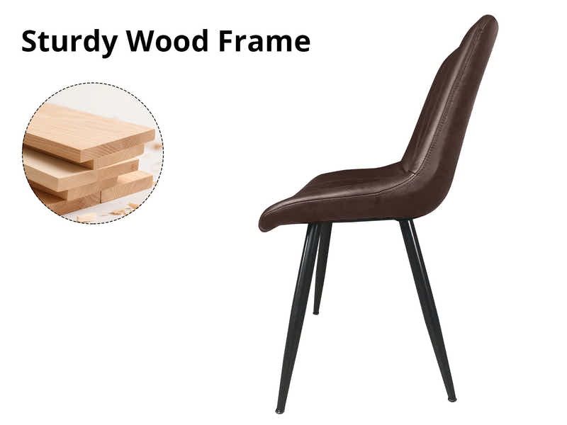 Tricia PU Dining Chair x2 Dark Brown