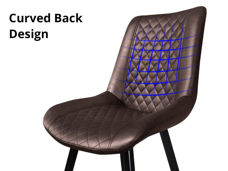 Tricia PU Dining Chair x2 Dark Brown