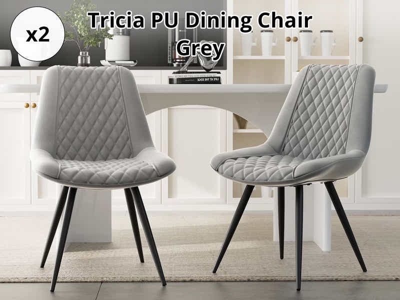 Tricia PU Dining Chair x2 Grey