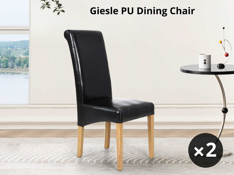 Giesle PU Dining Chair Black - Set of 2