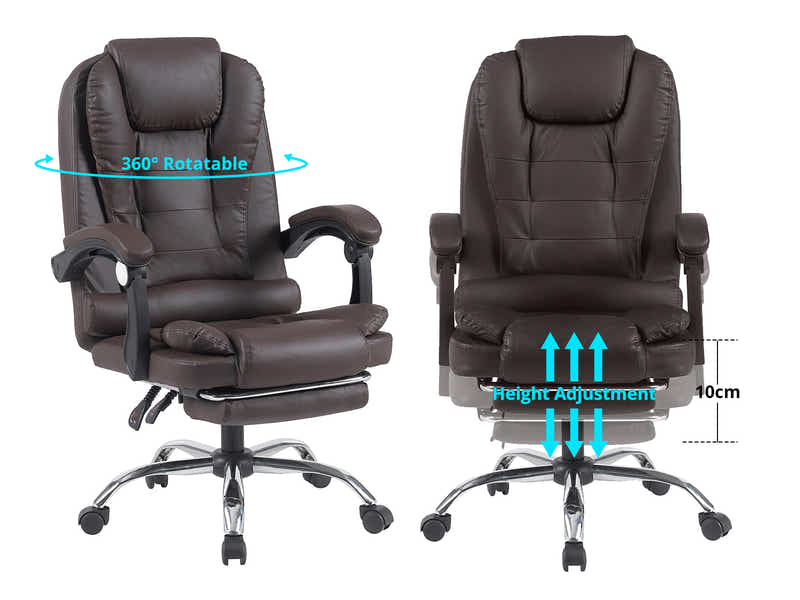 Korr Corner Office Desk & Colson Massage Office Chair PVC Dark Brown (Combo)