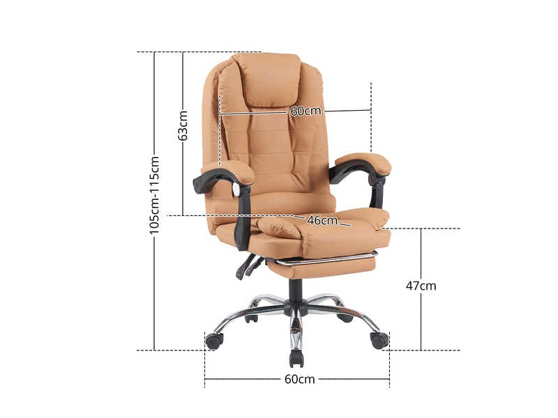 Height Adjustable Desk Set LK Oak & Colson Massage Office Chair PVC Khaki (Combo)