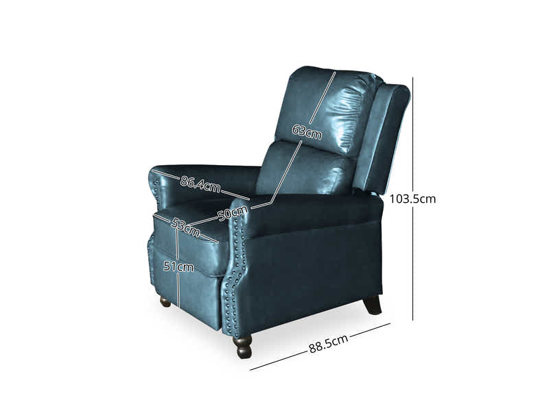 Nilsson PU Leather Recliner Chair - Blue