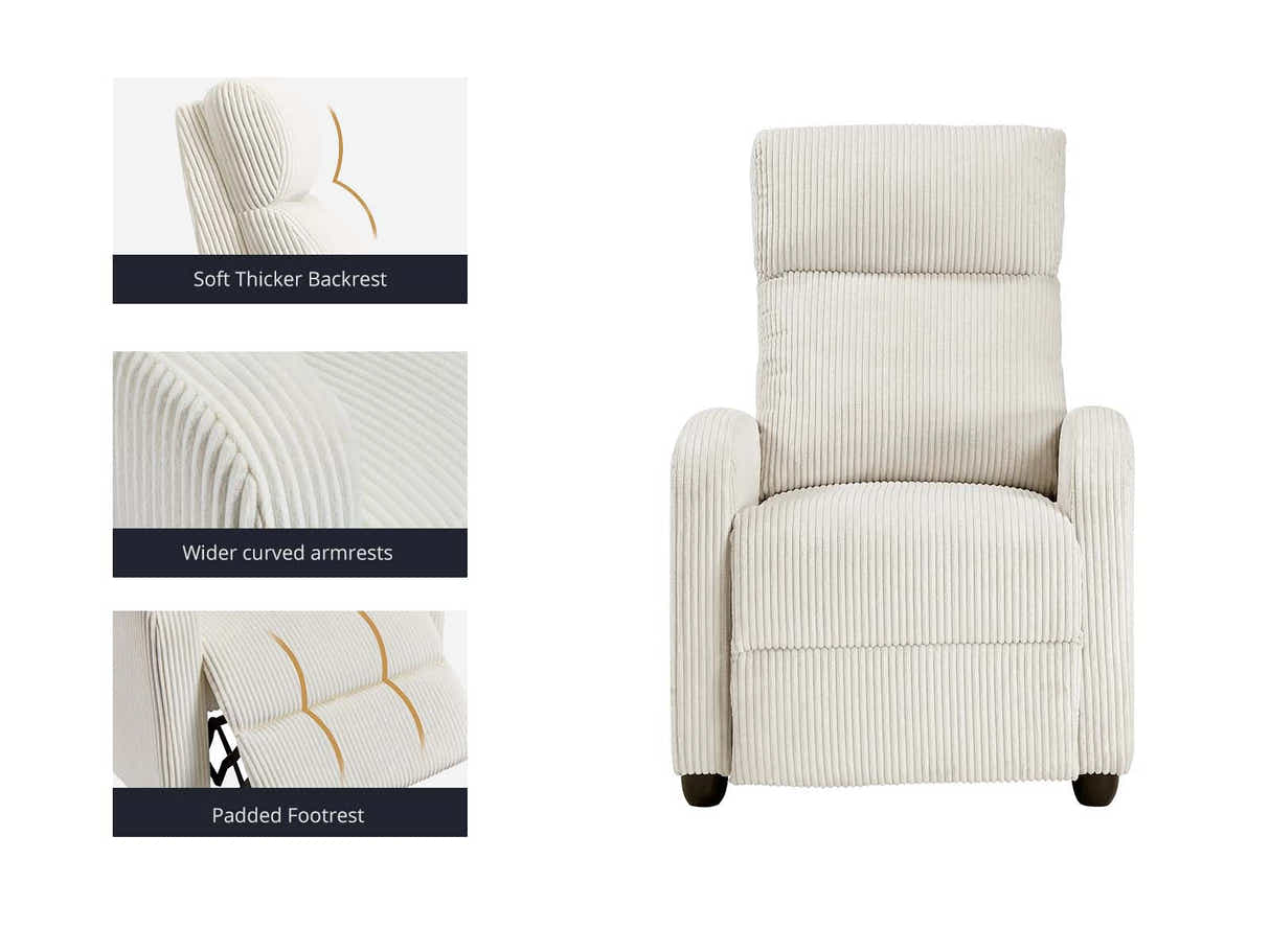 DS Austen Push Back Recliner Chair Corduroy Beige