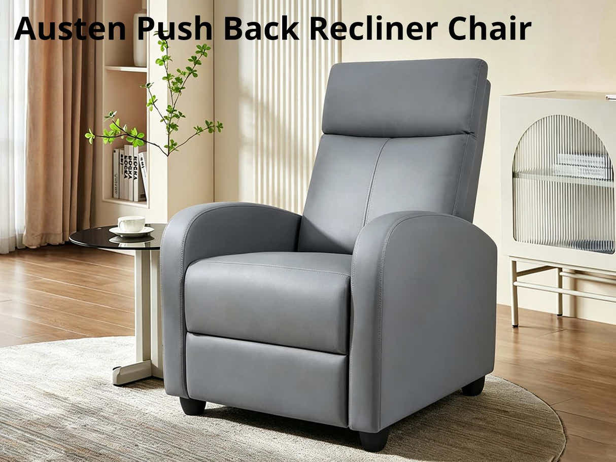 DS Austen Push Back Recliner Chair PVC Grey