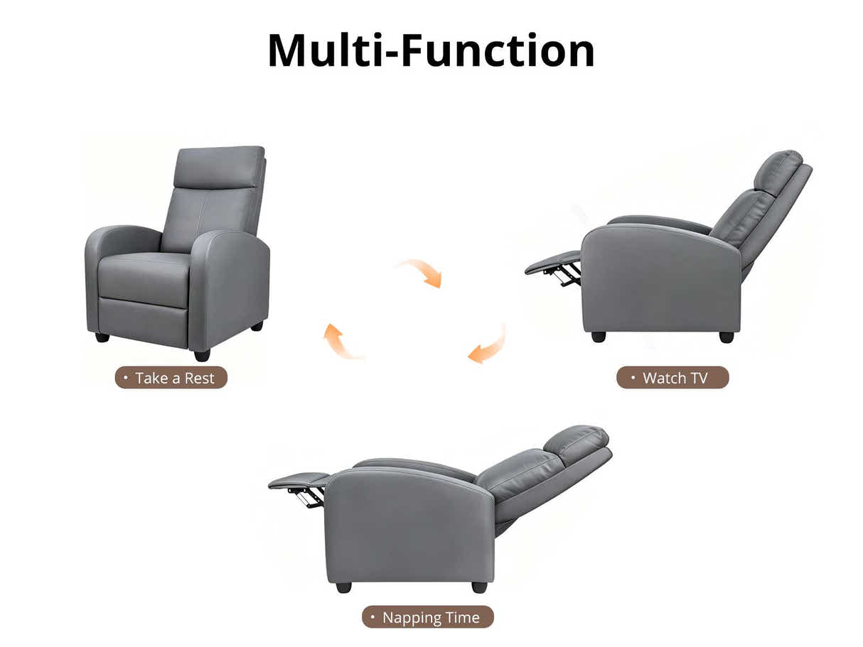 DS Austen Push Back Recliner Chair PVC Grey