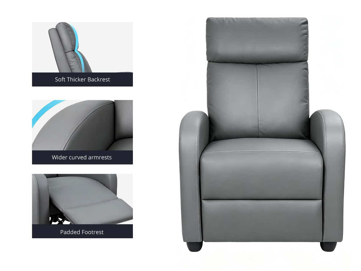 DS Austen Push Back Recliner Chair PVC Grey