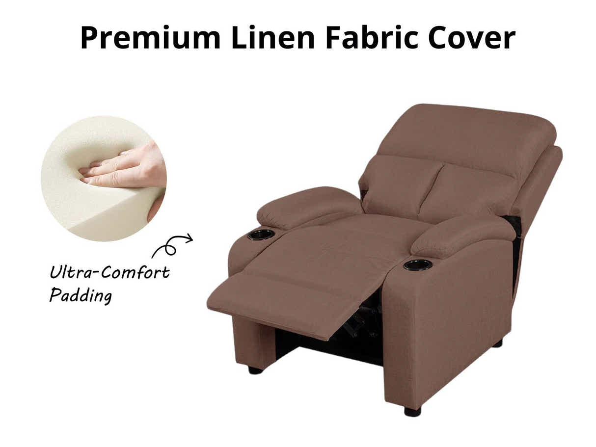 T Zola Push Back Recliner Chair Linen Dark Brown03