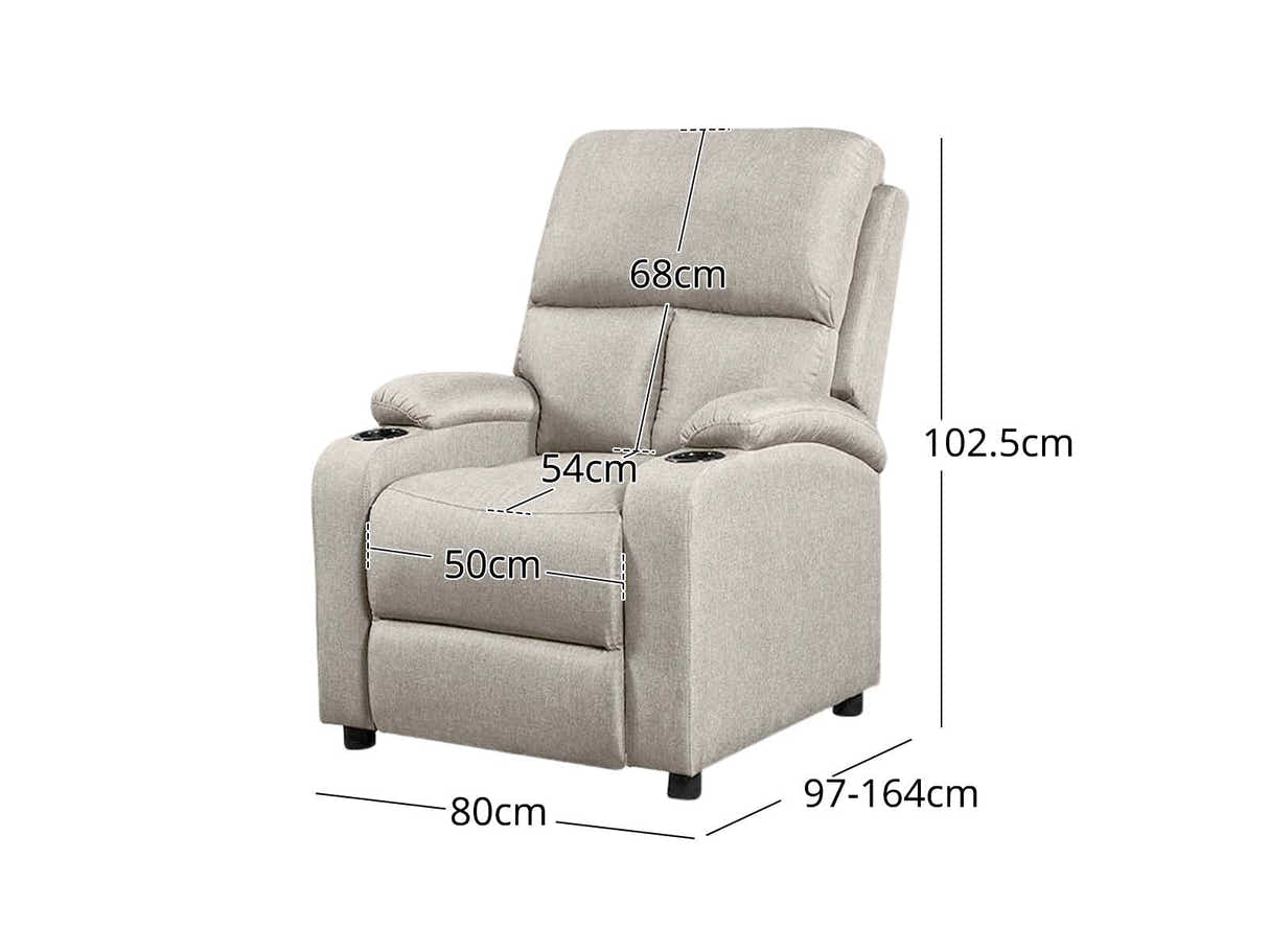 Zola Push Back Recliner Chair Linen Light Grey07