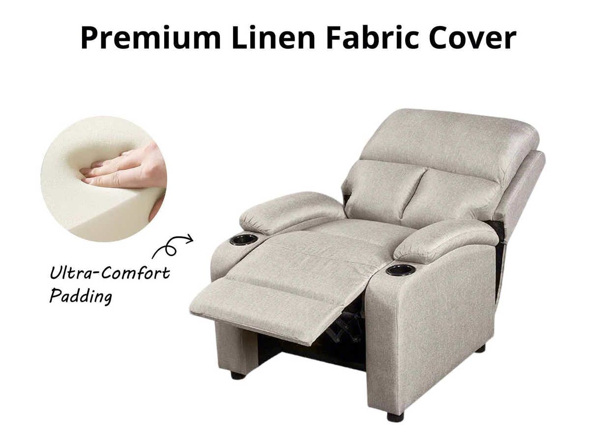 Zola Push Back Recliner Chair Linen Light Grey07
