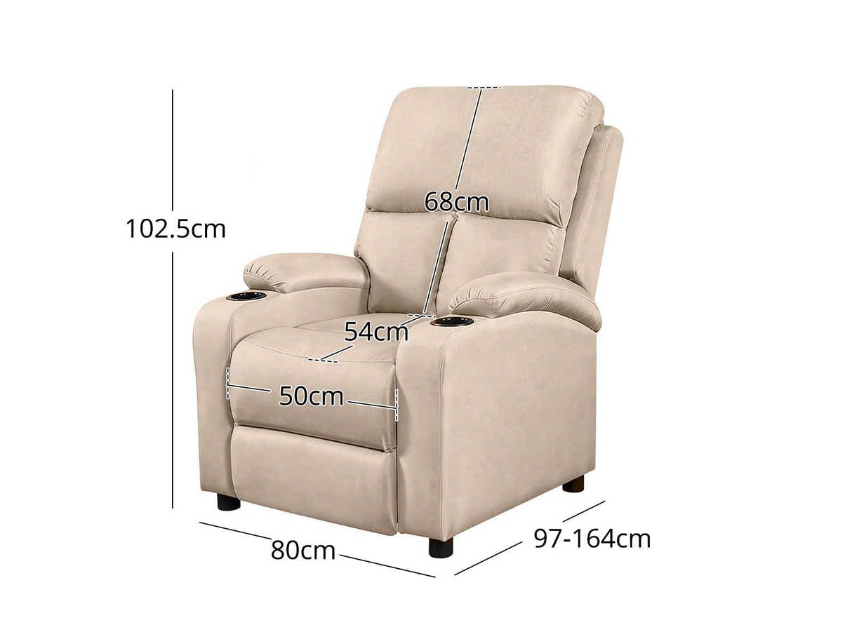 Zola Push Back Recliner Chair Linen - Light Grey09