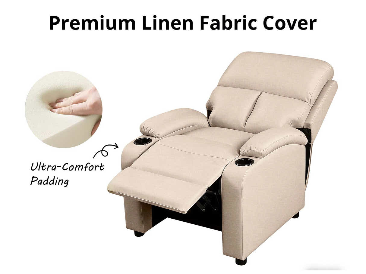 Zola Push Back Recliner Chair Linen - Light Grey09