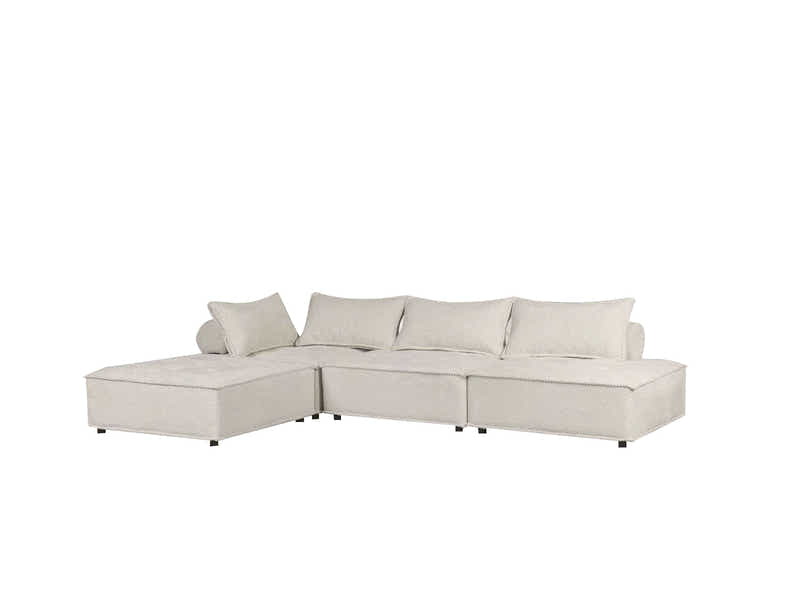 Hazel Velvet Sectional Sofa - Cream