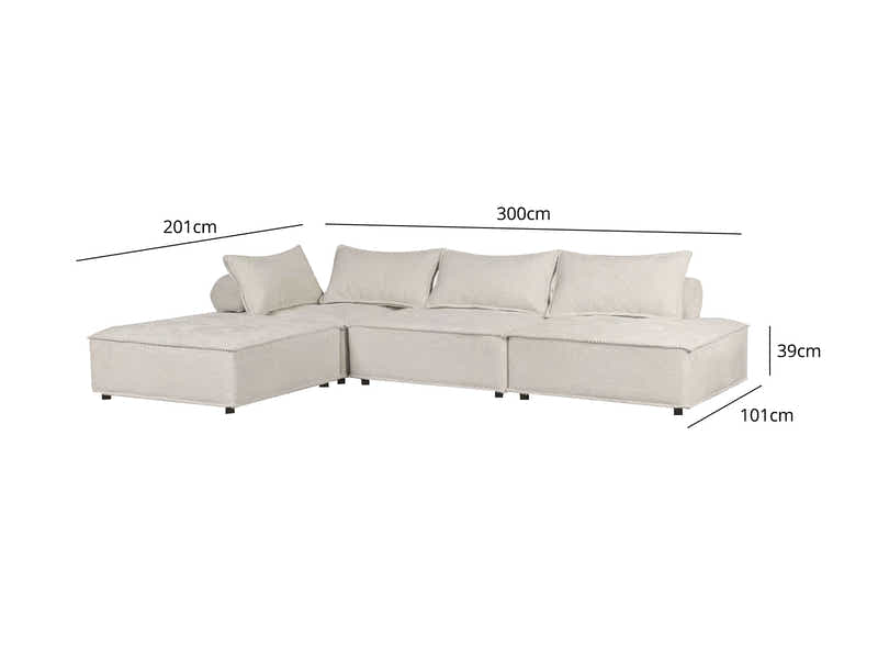 Hazel Velvet Sectional Sofa - Cream