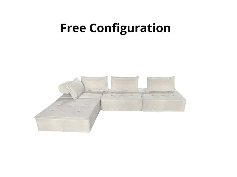Hazel Velvet Sectional Sofa - Cream