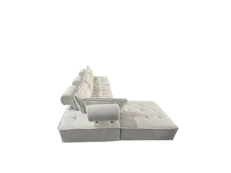 Hazel Velvet Sectional Sofa - Cream