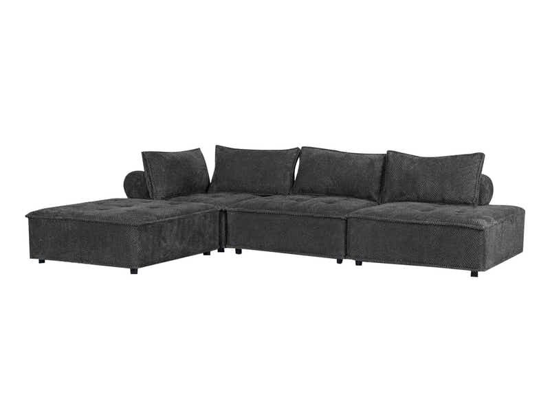 Hazel Velvet Sectional Sofa - Dark Grey