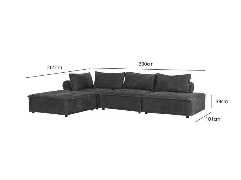 Hazel Velvet Sectional Sofa - Dark Grey