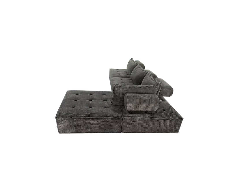 Hazel Velvet Sectional Sofa - Dark Grey