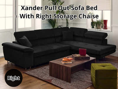 Xander Pull Out Sofa Bed with Right Storage Chaise