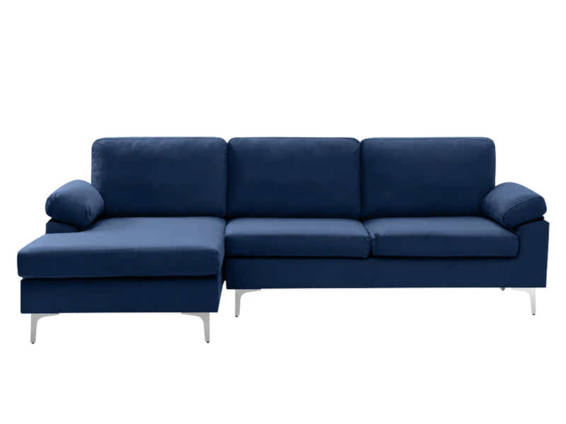 Lemore Sectional Sofa with Left Chaise Velvet Navy Blue