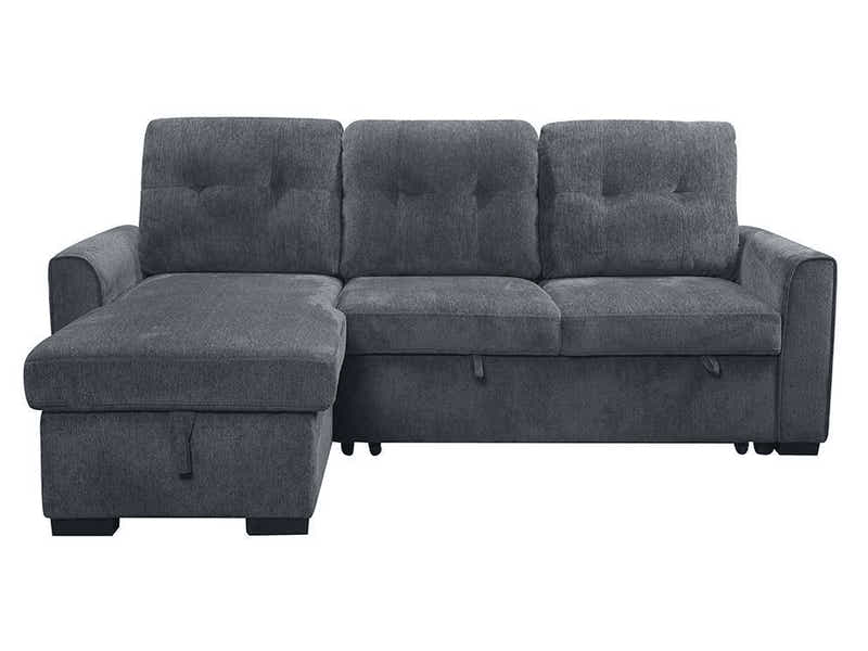 Collyn Pull Out Sofa Bed with Left Chaise Chenille Dark Grey