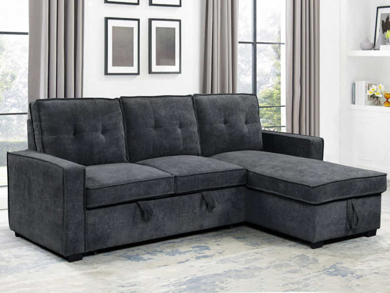 Collyn Pull Out Sofa Bed Chenille Dark Grey
