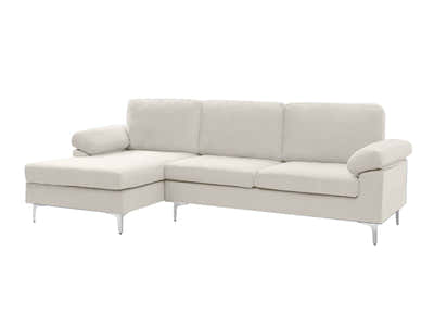 DS Pauline Velvet Sectional Sofa with Left Chaise Beige