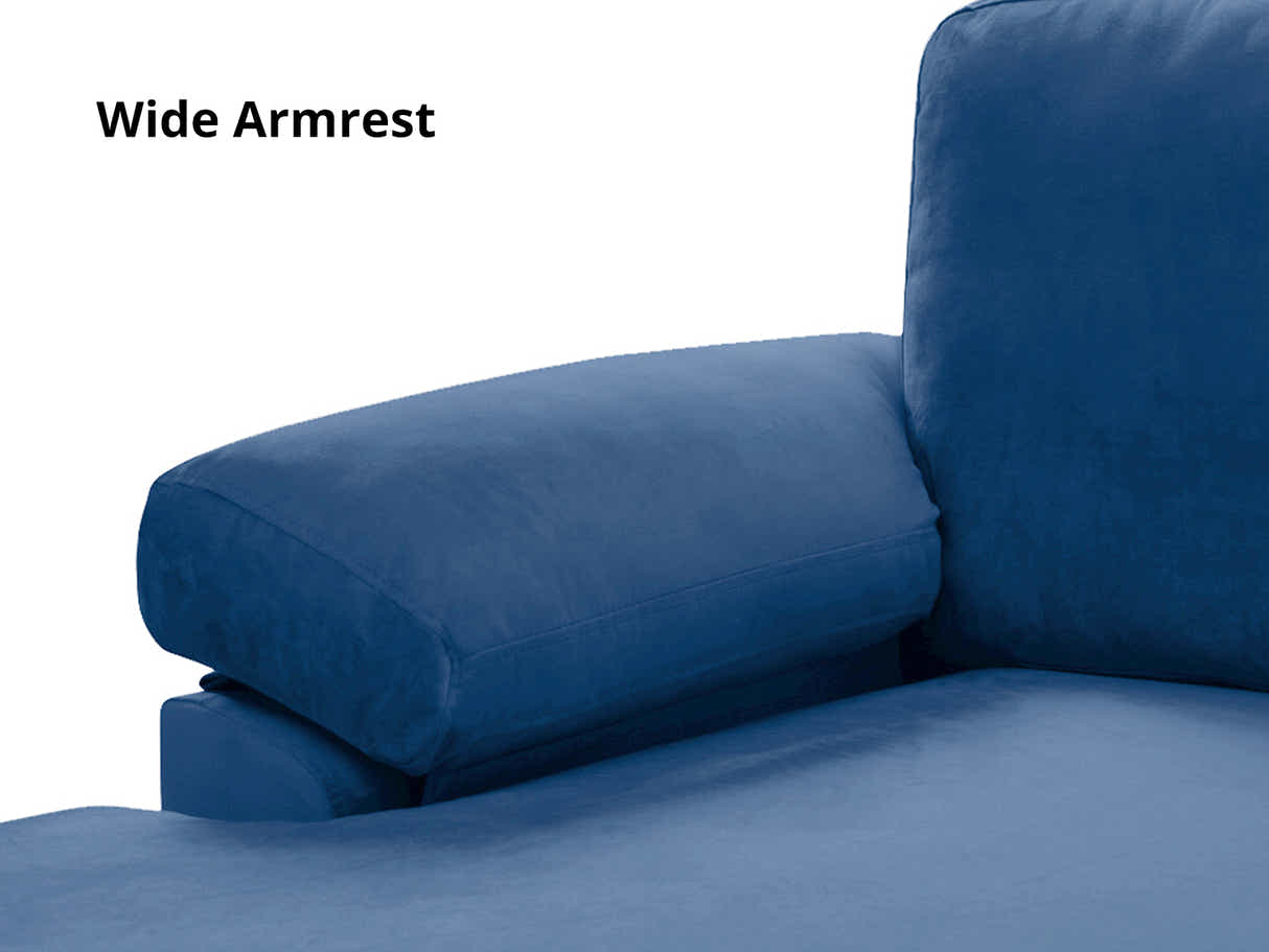 Pauline Velvet Sectional Sofa with Left Chaise - Blue