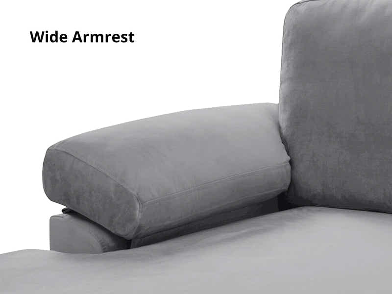 DS Pauline Velvet Sectional Sofa with Left Chaise Grey