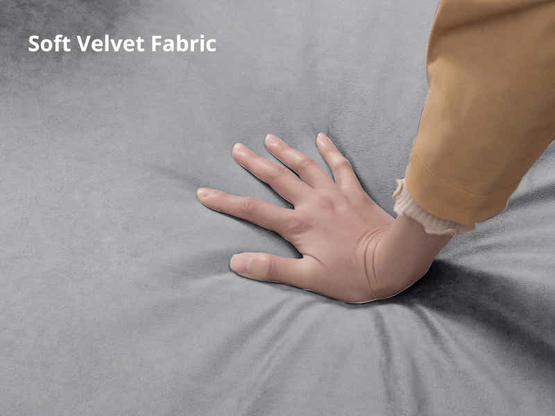 DS Pauline Velvet Sectional Sofa with Left Chaise Grey