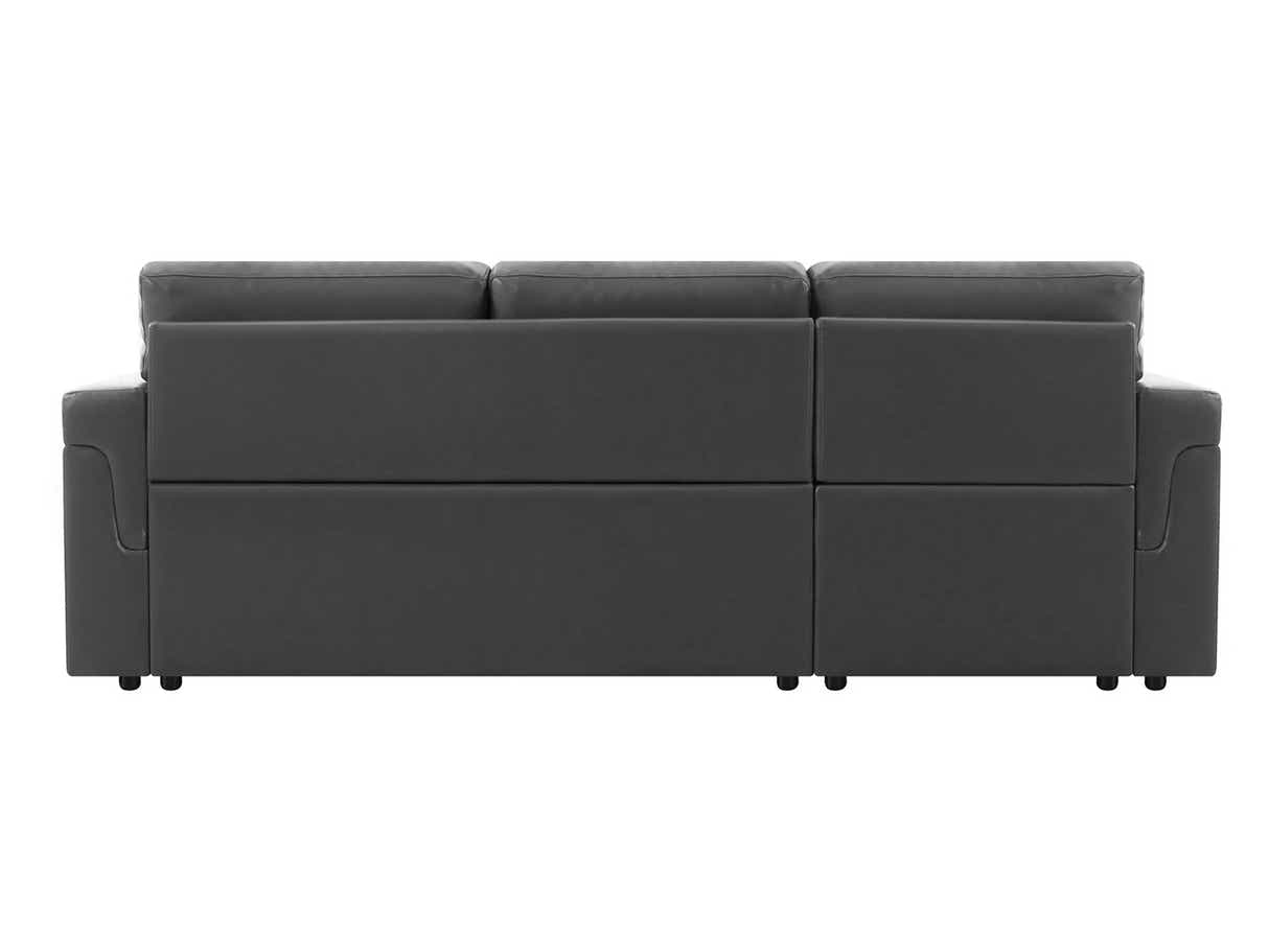 Novia Pull-out Sofa Bed with Storage Chaise PU - Dark Grey