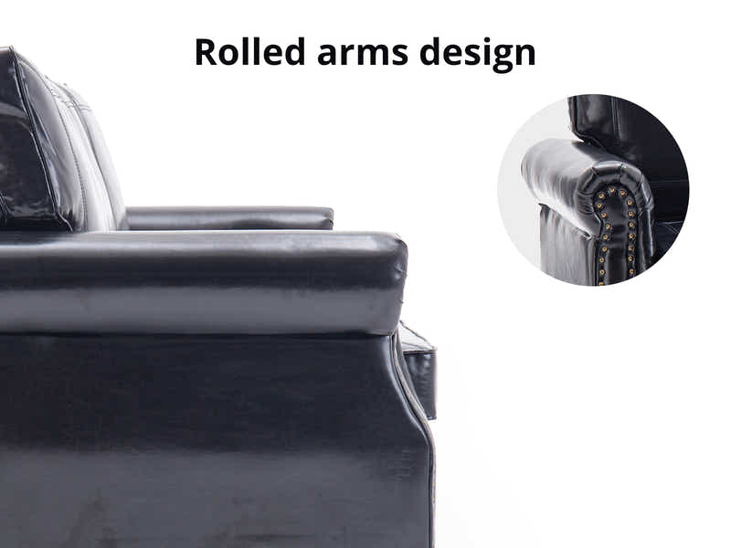 Cassandra 3-seater Sofa PU - Black