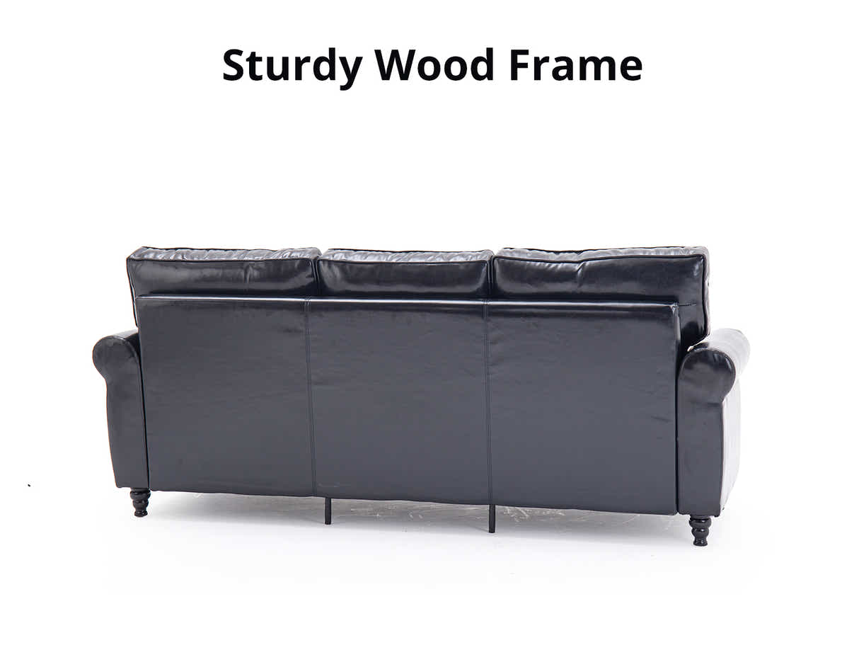 Cassandra 3-seater Sofa PU - Black