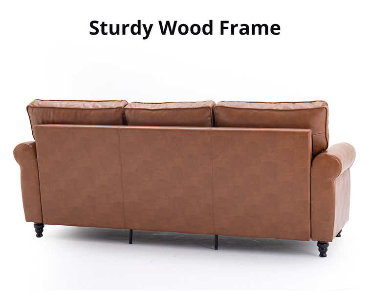 Cassandra 3-seater Sofa PU - Brown