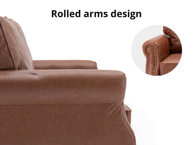 Cassandra 3-seater Sofa PU - Coffee