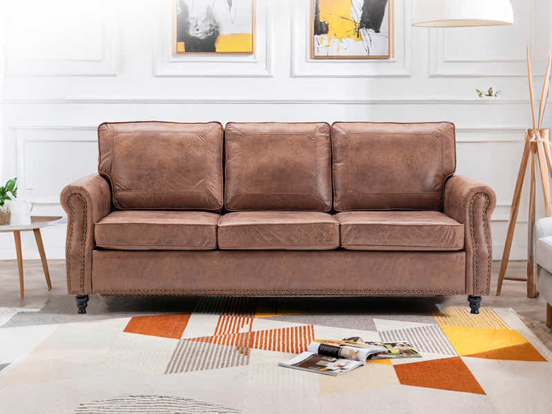 Cassandra 3-seater Sofa PU - Dark Brown