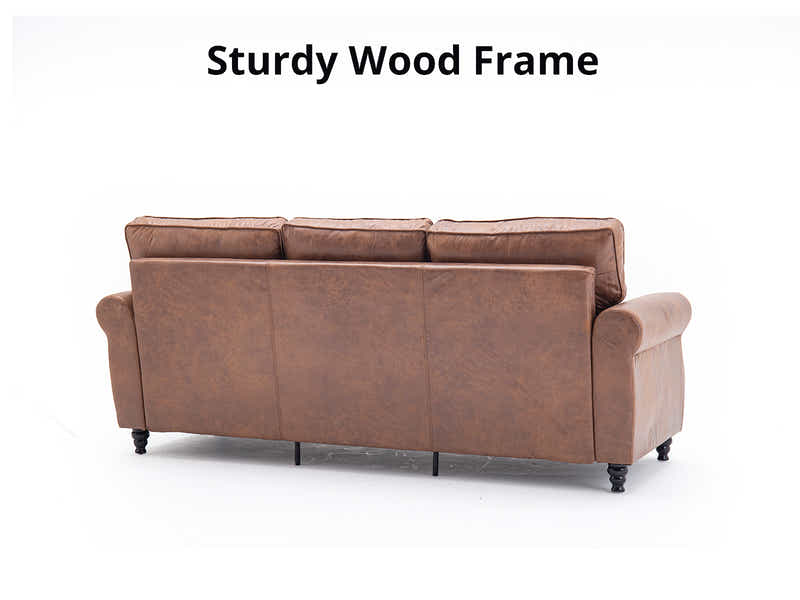 Cassandra 3-seater Sofa PU - Dark Brown