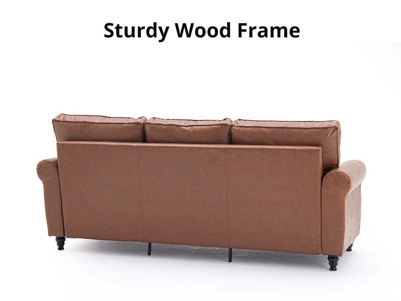 Cassandra 3-seater Sofa PU - Tan Brown